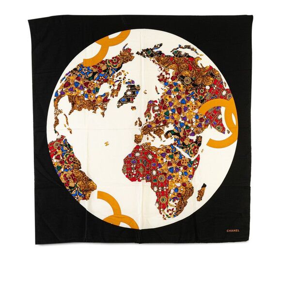 Chanel Silk Scarf with Coco Mark and Jewel Motif - Picture 1 of 5